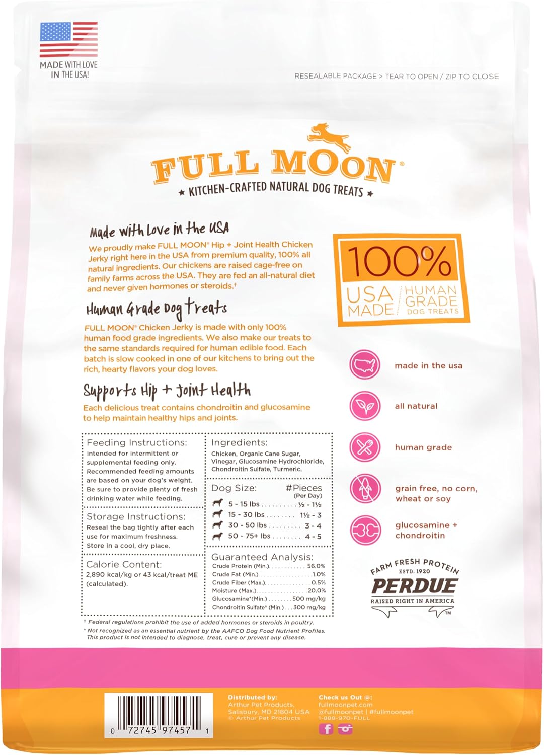 Full Moon natural chicken jerky bag 12 ounce package