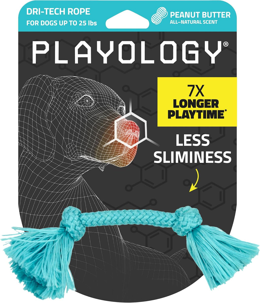 Playology peanut butter scented dog toy illustrating its portable and lightweight structure for fetch.