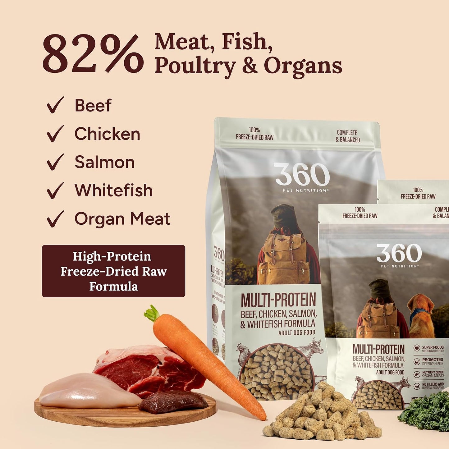Authentic 360 Pet Nutrition sixteen ounce package displaying premium quality seals