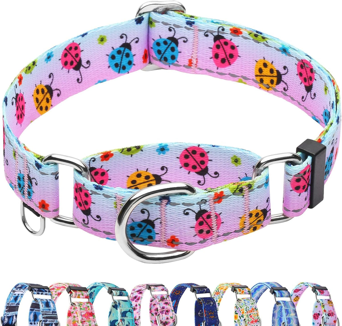 Reflective Martingale Collar for Dogs Nylon Training Collar with No Buckle Cute Floral No Pull Dog Collar for Medium DogsYellow FlowerM - Image 15