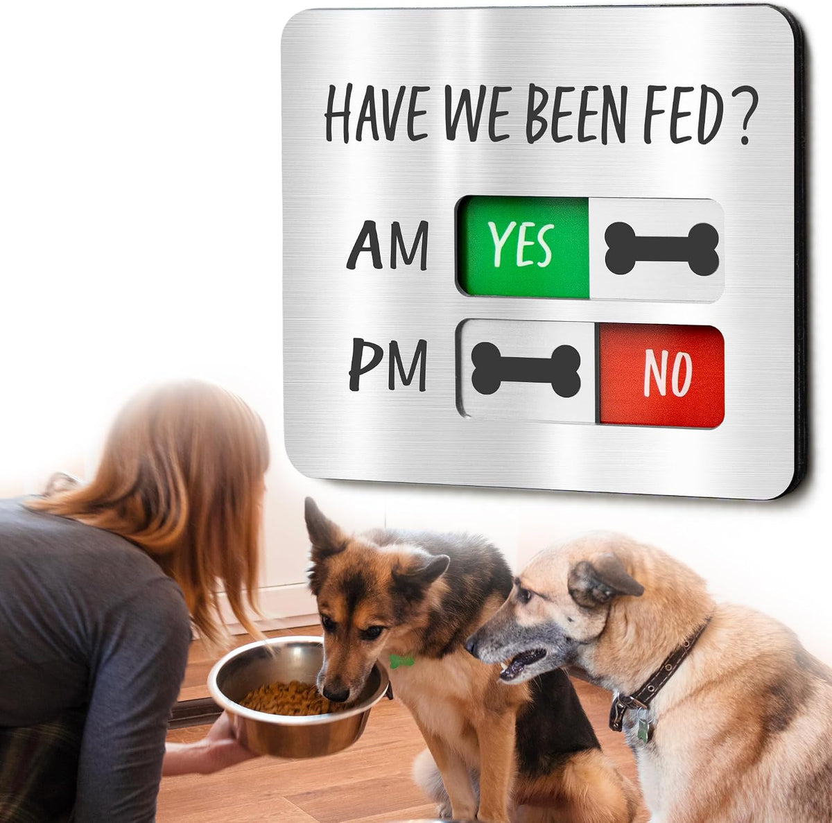 Abudada daily dog food log slider sign for kids and elderly use
