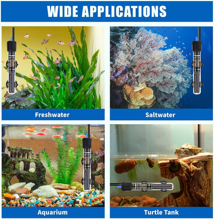 Safety label and details on Freesea aquarium heating rod