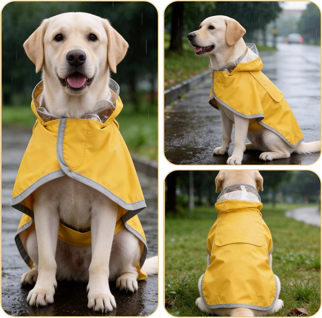 Double layer pet raincoat with breathable mesh lining and storage pocket