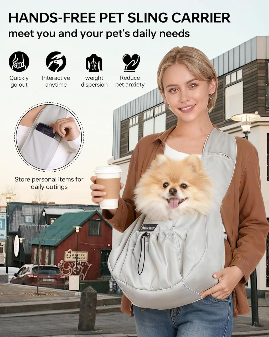 Moysoon cat sling carrier safety hook and interior