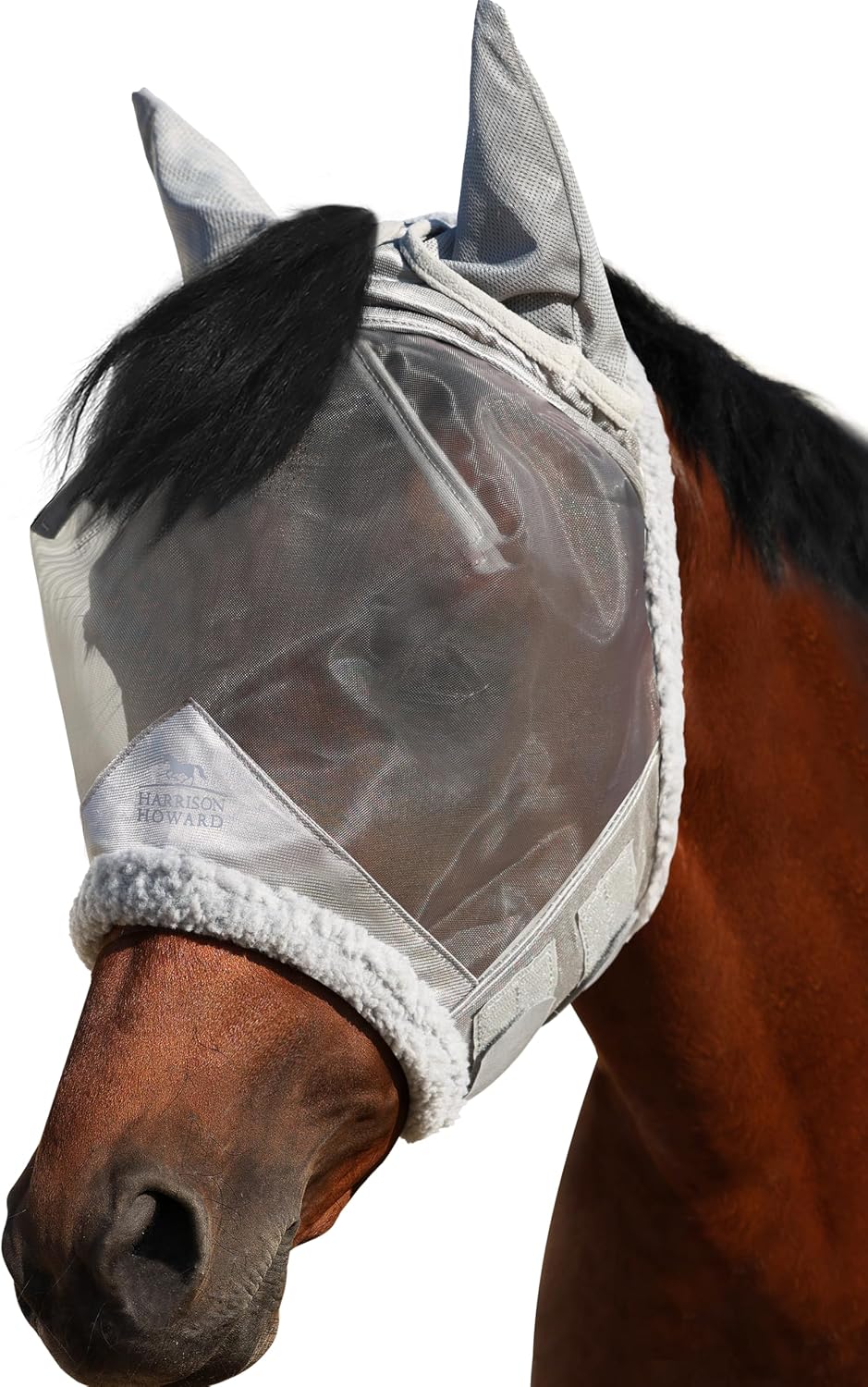 Full view of Harrison Howard horse fly mask in packaging