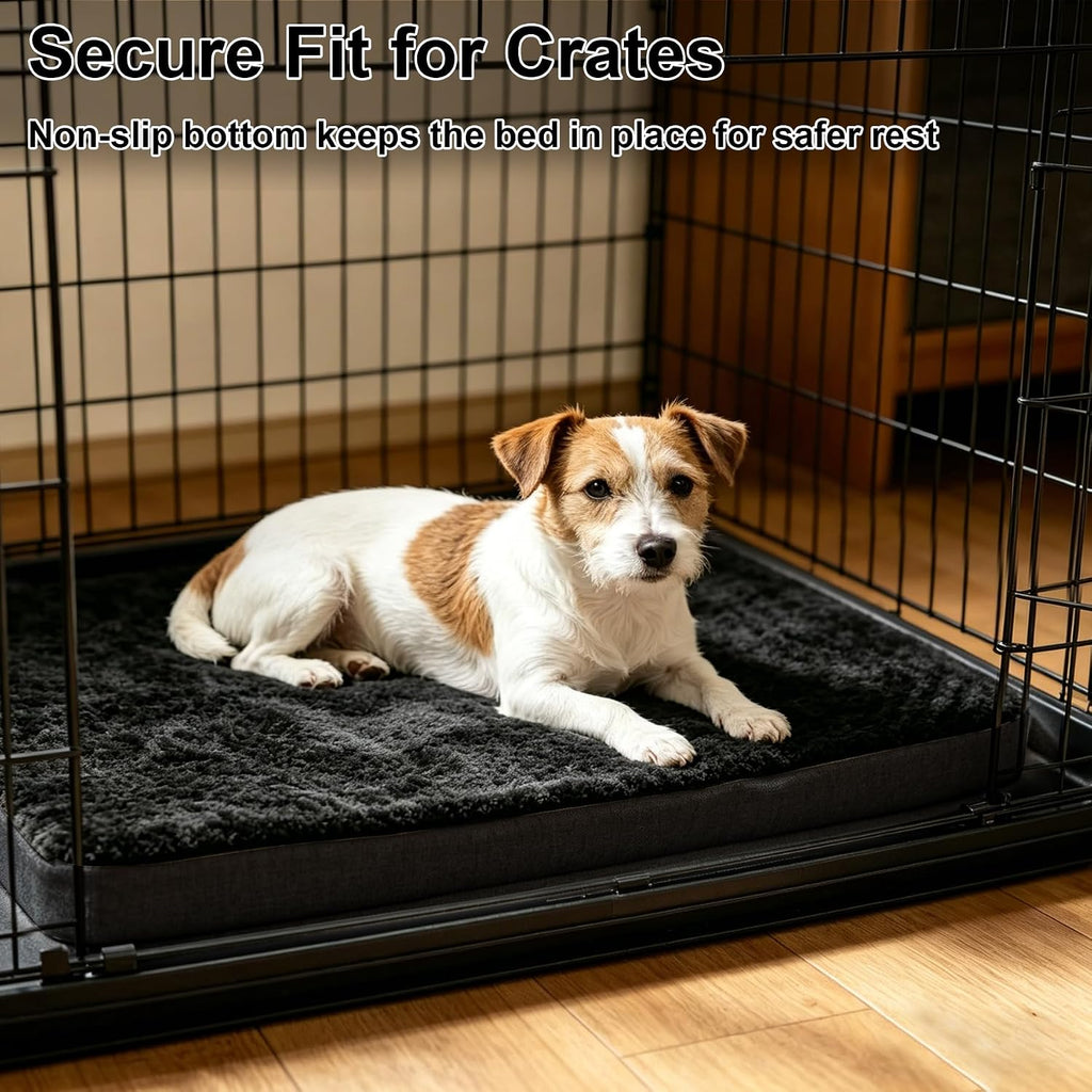 MLIYYBE dog bed placed inside standard metal crate