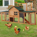 Garvee 80 in Wooden Rabbit Hutch, Outdoor Chicken Coop, Bunny Hutch Guinea Pig Pet House Bunny Cage with Double Side Runs, Weatherproof Roof, Removable Tray, Ramps for Small Animals - Image 1
