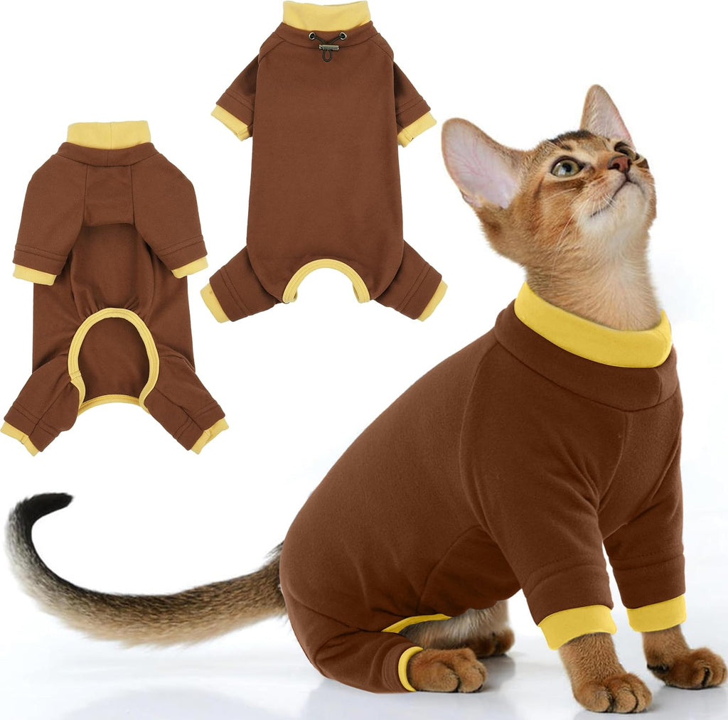 PUMYPOREITY Sticky Hair Cat Clothes, Prevent Loss Pajamas, Soft Sweaters for Cats Only, Onesie, Recovery Suit After Surgery, Green, M - Image 9
