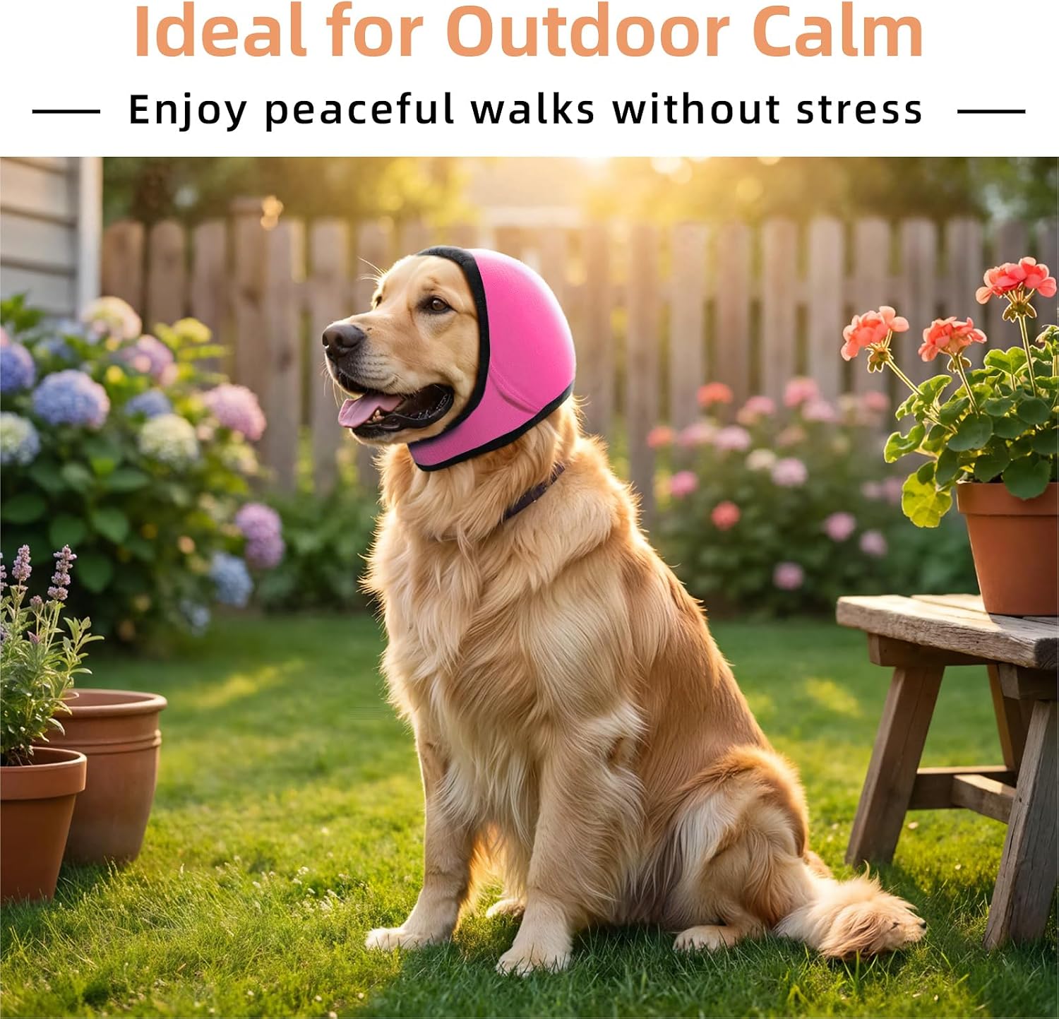 Dog Ear Muffs Noise Protection, No-Shake Ear Wrap for Hematoma Care, Bathing, Drying, Swimming & Noise Anxiety Relief (Rose Red, Small) - Image 3