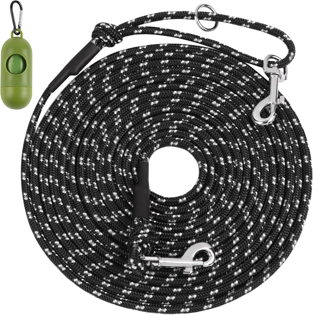 30FT Reflective Cat Leash,Escape Proof Long Training Lead for Cats Kittens & Small Pets,Durable Outdoor Walking Leash with Waste Bag Dispenser(Black) - Image 9