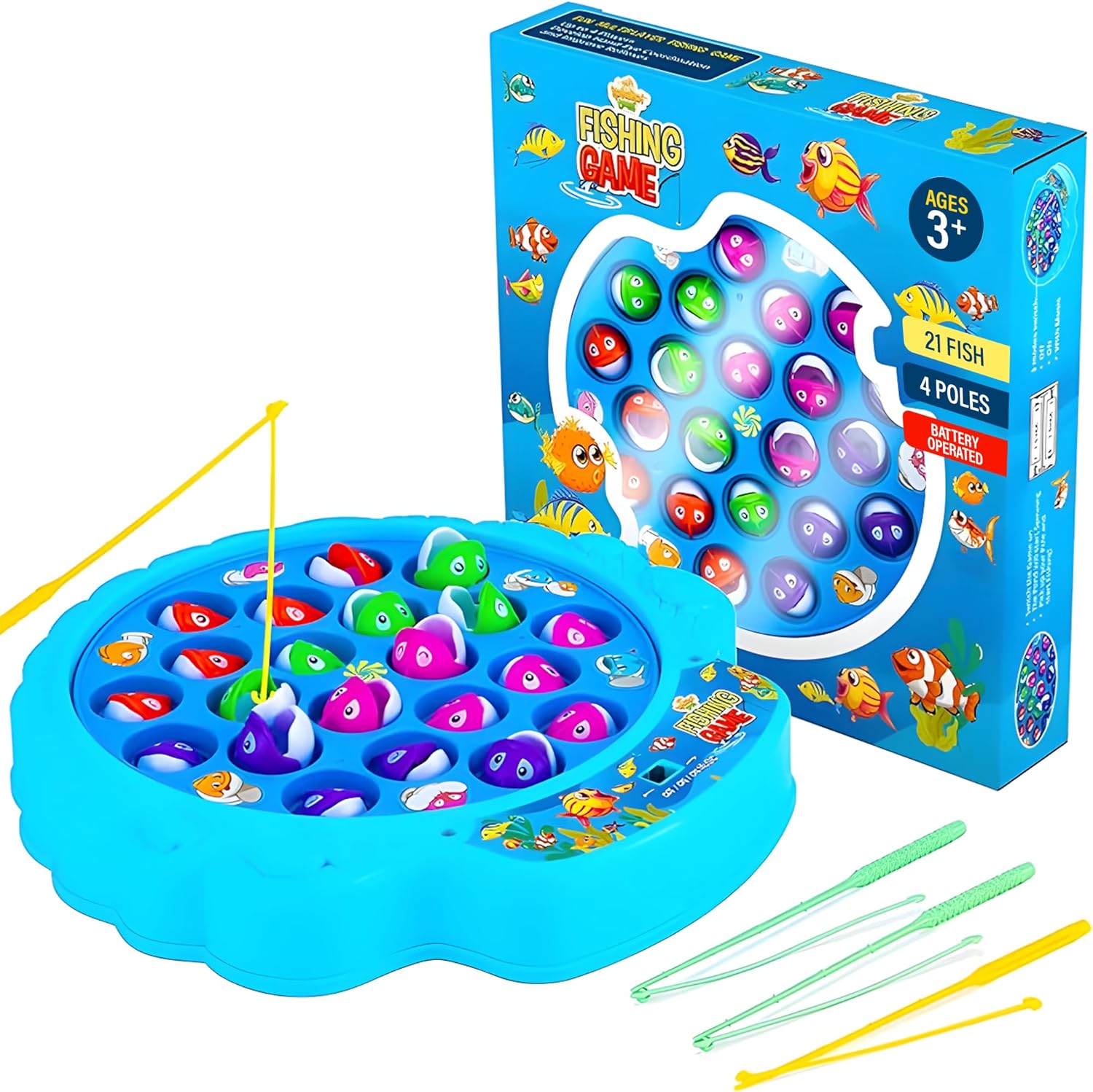 IPIDIPI TOYS fishing game for kids blue rotating board front view