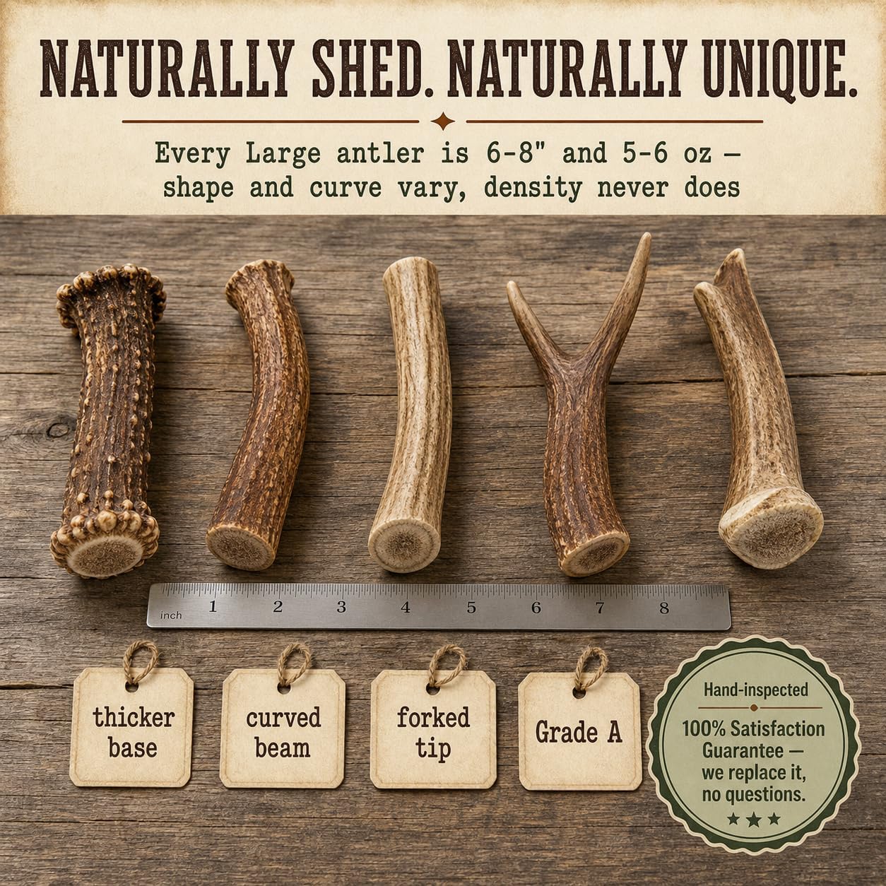 Premium long lasting deer antler marrow bone treat for pets