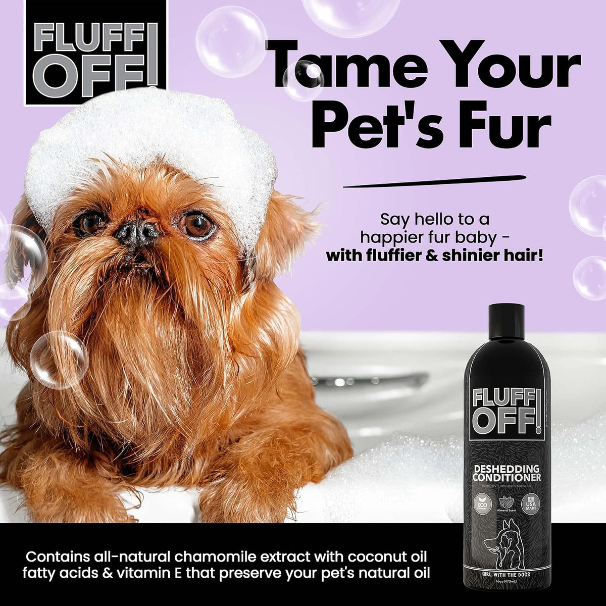 Girl With The Dogs Fluff Off highly concentrated 16 Fluid Ounce pet bundle