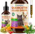VOSIFSDIY Quercetin Drops for Dogs and Cats front view bottle with dropper showing chicken flavor label.