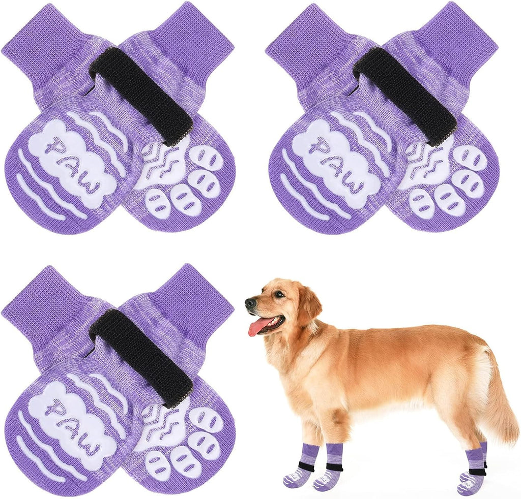 BEAUTYZOO Anti Slip Dog Socks for Small Medium Large Dogs with Grips Straps on Hardwood Floor Protection Wear, Traction Control 3 Pairs Double Side Paw Protector to Prevent Licking for Girl or Boy - Image 10