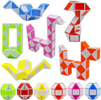 LENDOD mini fidget snake cube twelve pack arranged on a flat surface showing six different dual tone color variations.