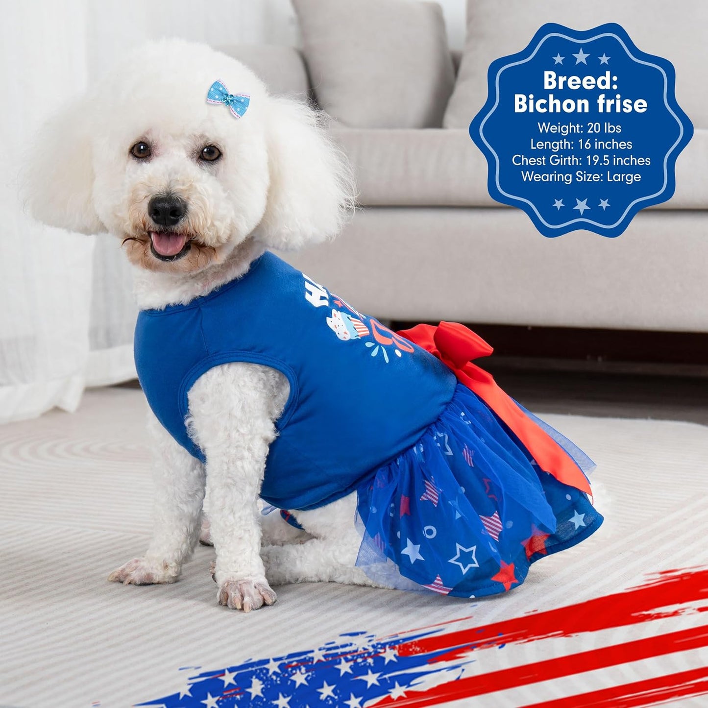 Cyeollo brand small dog dress showcasing the wide pullover neck opening for easy wear.