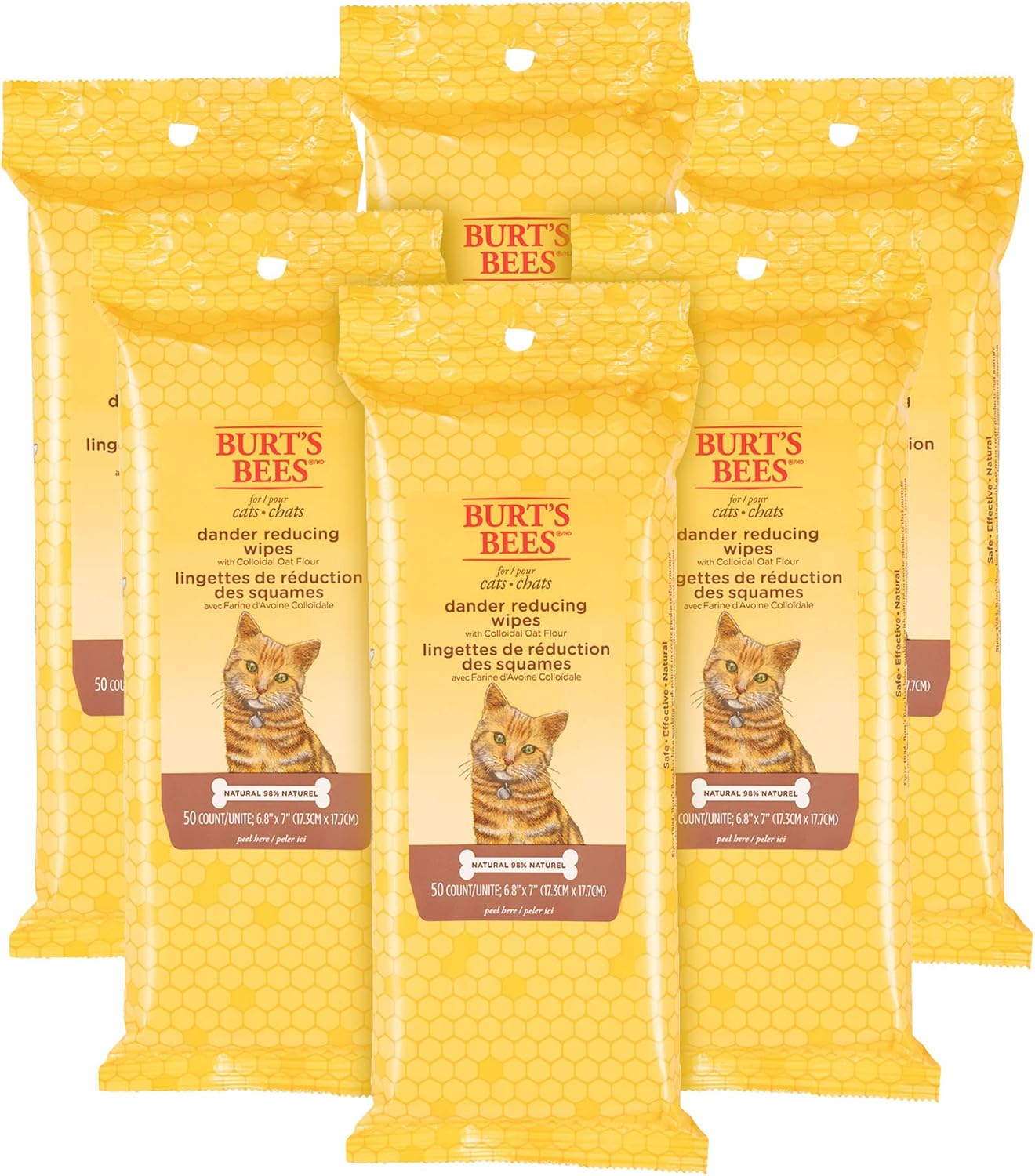 Burt's Bees for Pets Cat Dander Remover Wipes, Colloidal Oat Flour and Aloe to Soothe Dry Skin and Reduce Flaking, Unscented Grooming Cloths for Cats and Kittens, 50 Count - 3 Pack - Image 11