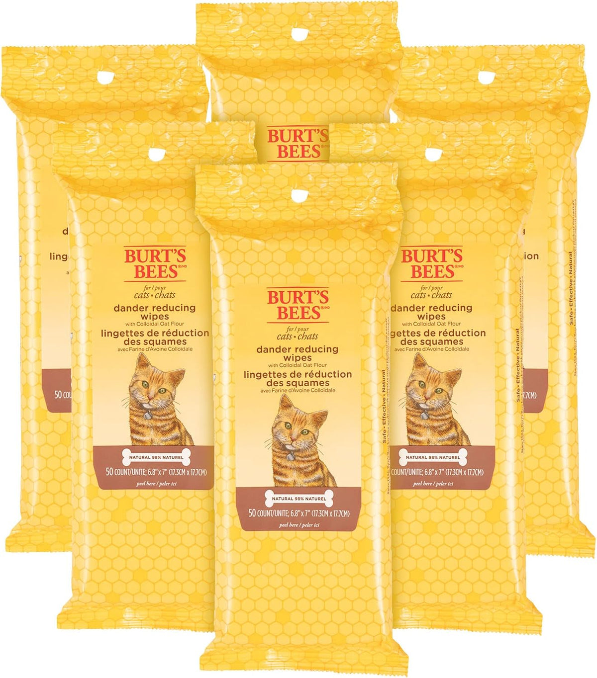 Burt's Bees for Pets Cat Dander Remover Wipes, Colloidal Oat Flour and Aloe to Soothe Dry Skin and Reduce Flaking, Unscented Grooming Cloths for Cats and Kittens, 50 Count - Image 10