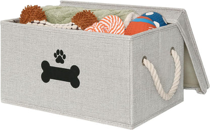 Dog Toy Basket with Lid, Dog Basket for Toys, Dogs Toy Box with Cotton Rope Handles, Collapsible Storage Bins for Pet Toys, Dogs Storage Organizer, Beige - Image 15