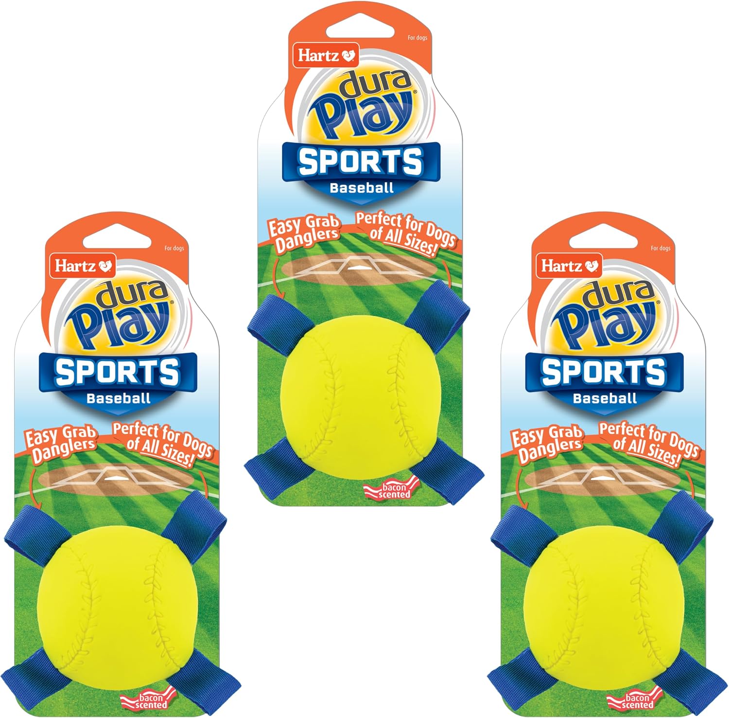 Hartz DuraPlay Ball Squeaky Latex Dog Toy, Neon Green, Neon Pink & Neon Orange, Large 3 Count Pack - Image 14