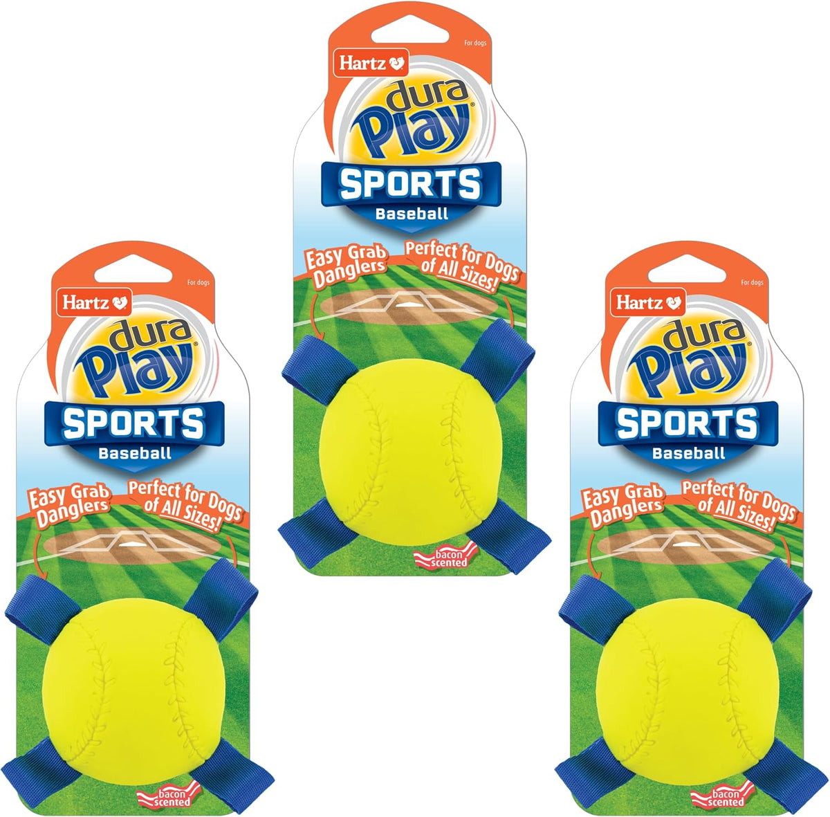 Hartz DuraPlay Ball Squeaky Latex Dog Toy, Neon Green, Neon Pink & Neon Orange, Large 3 Count Pack - Image 14
