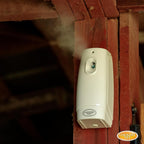 Back label view of Country Vet metered fly spray featuring detailed application guidelines for indoor barn use.