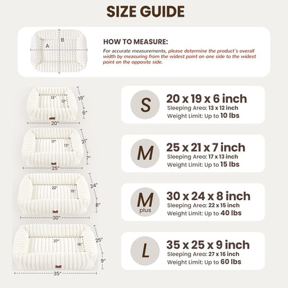 Washable Dog Bed for Small Medium Dogs - Rectangle Orthopedic Corduroy Fleece Pet Bed with Removable Cover and Nonskid Bottom, Calming Puppy Bed Soft Pet Sofa, Cream(25x21x7inchs) - Image 9