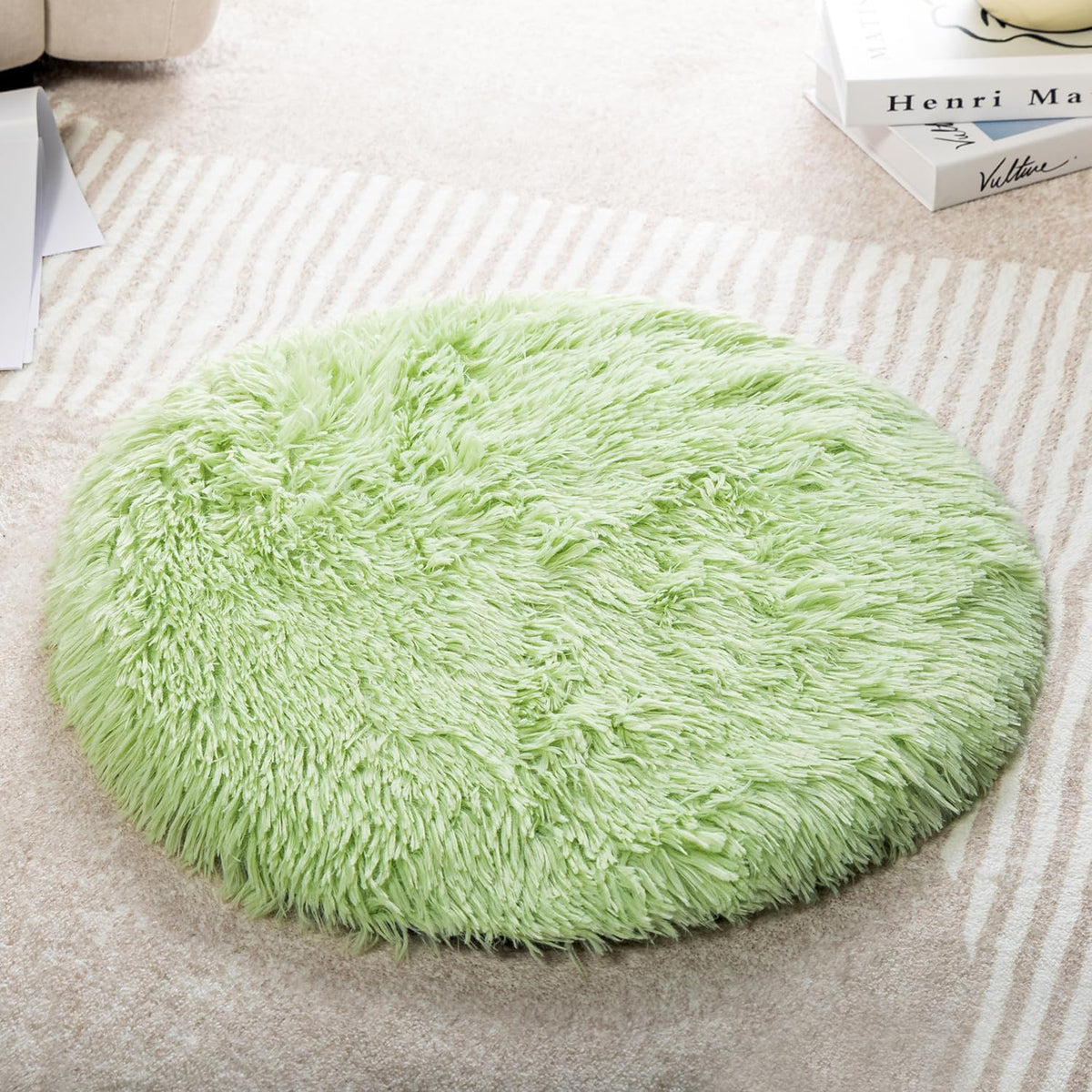 2PCS Round Plush Pet Mat Thin Style Pad Mat for Cats, Small Dogs, Rabbits, Guinea Pigs, Washable Soft Sofa pad, for Crate Cat Tree Tower Window Perch (White, Small (15.8inch) - 2pcs) - Image 15