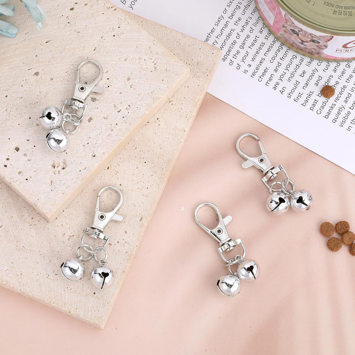 JJUNW silver metallic pet bells dimensions and premium zinc alloy materials view