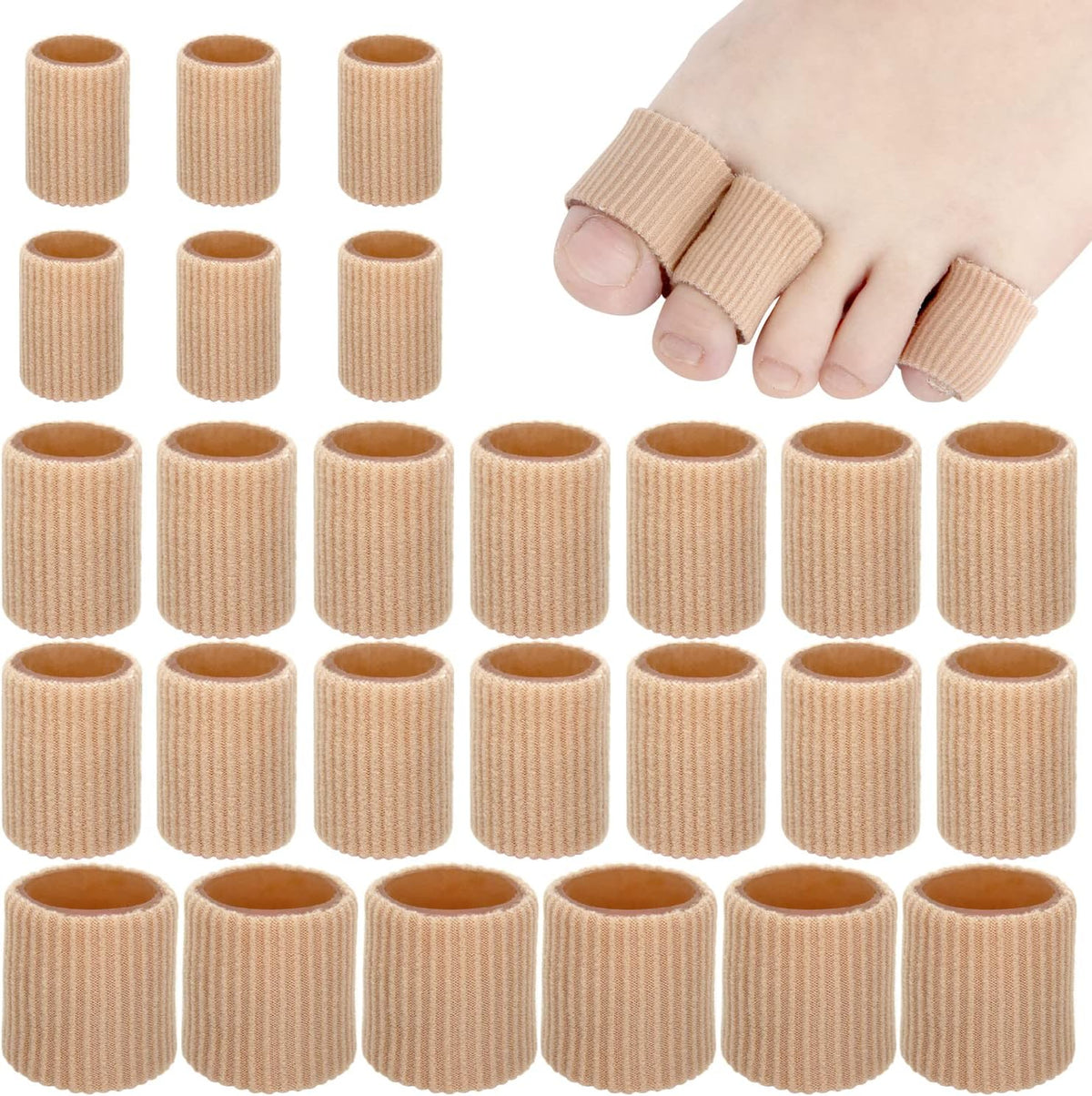 Colovis soft gel toe cushion tubes 26 pieces pack front view for foot pain relief