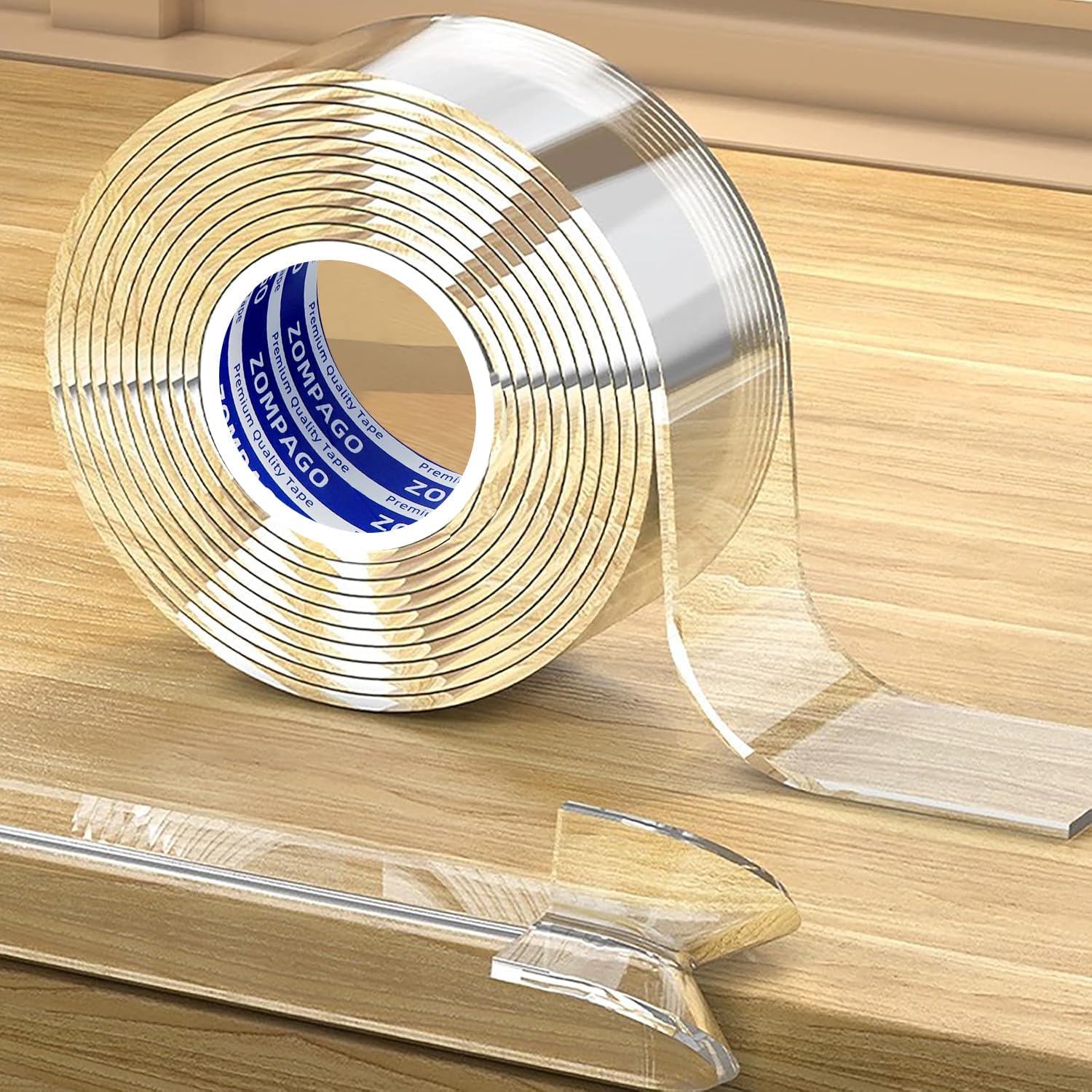 Zompago clear soft furniture edge protector strip front view