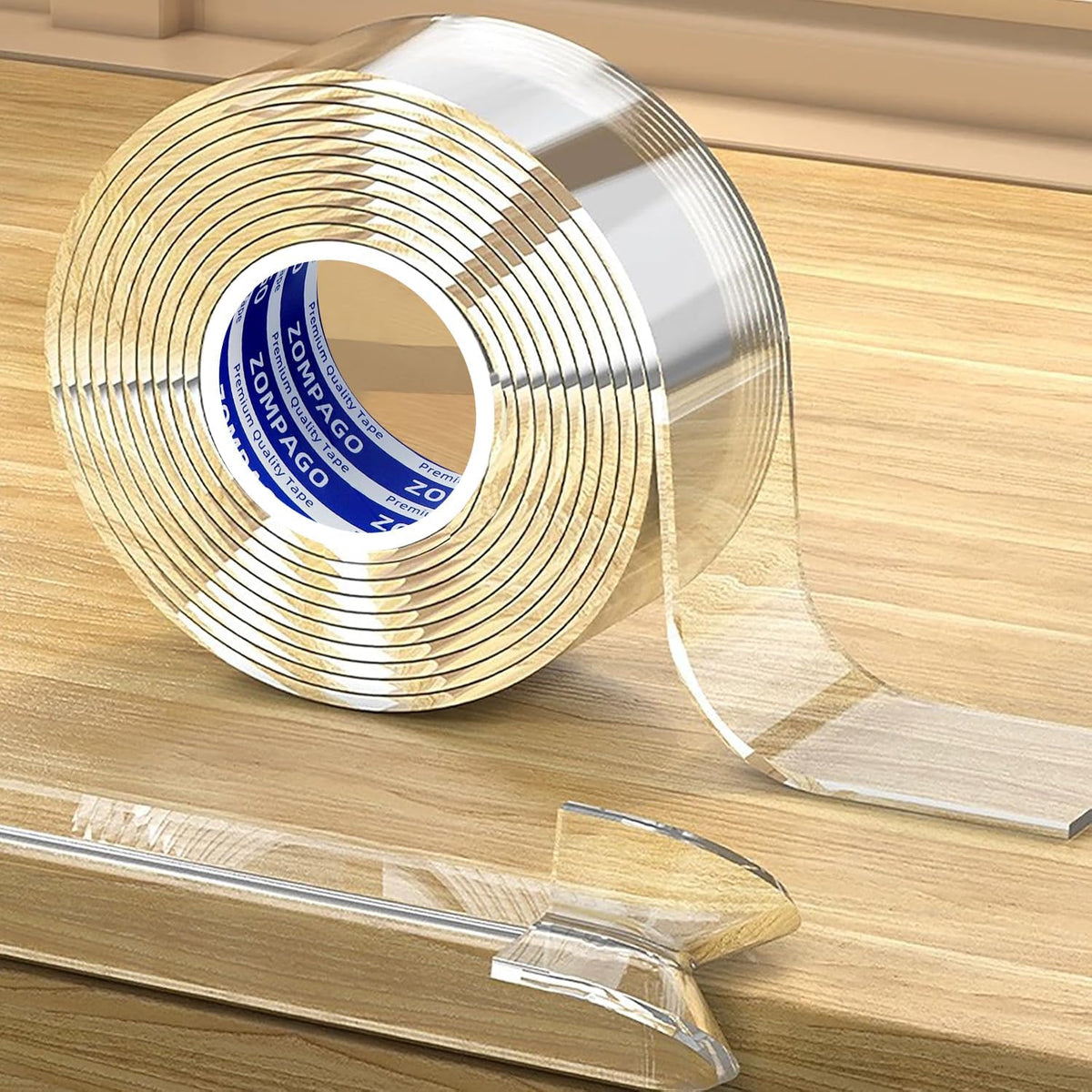 Zompago clear soft furniture edge protector strip front view