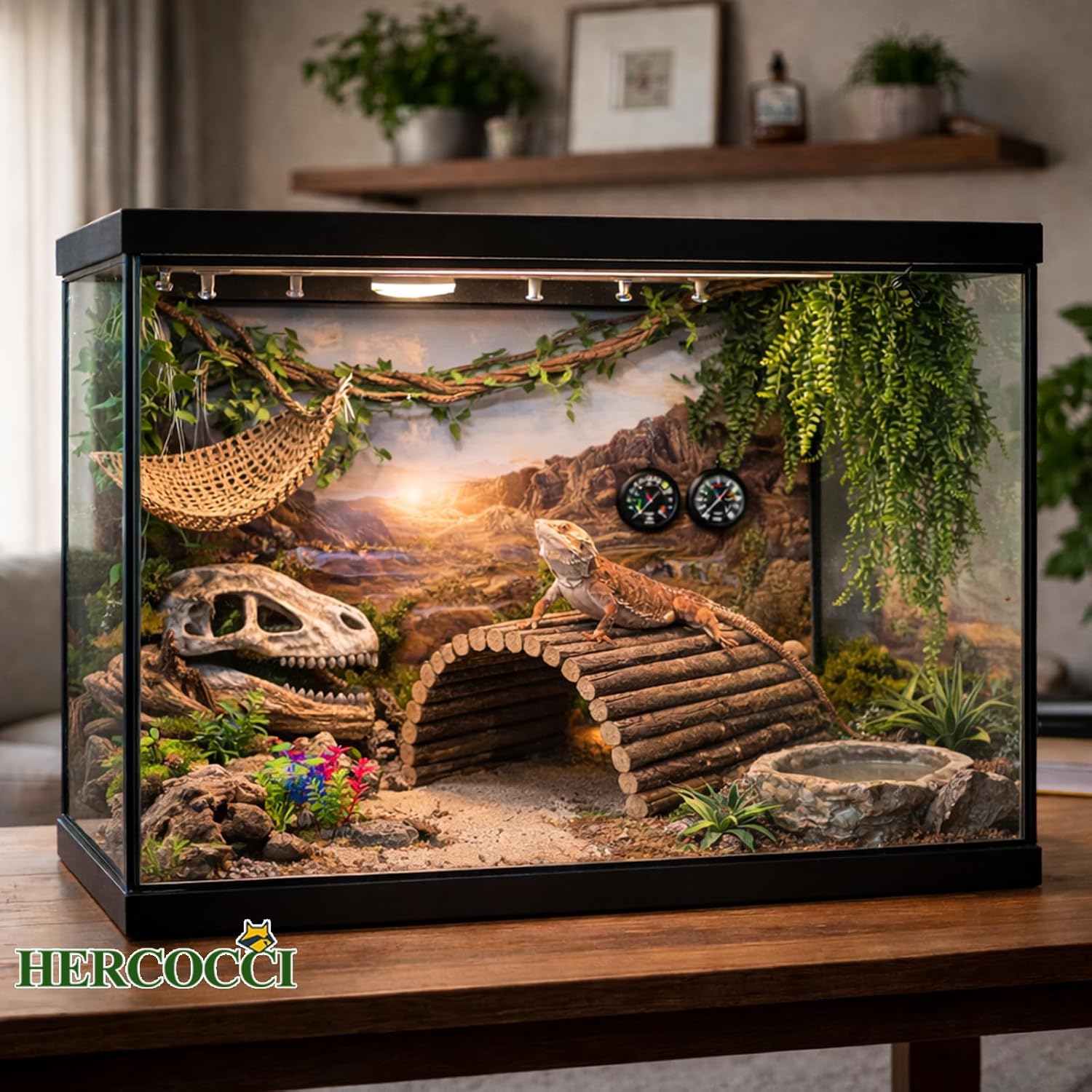 Close up of suction cup installation on terrarium glass