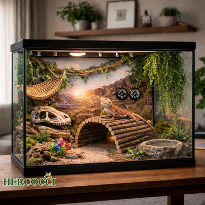 Close up of suction cup installation on terrarium glass