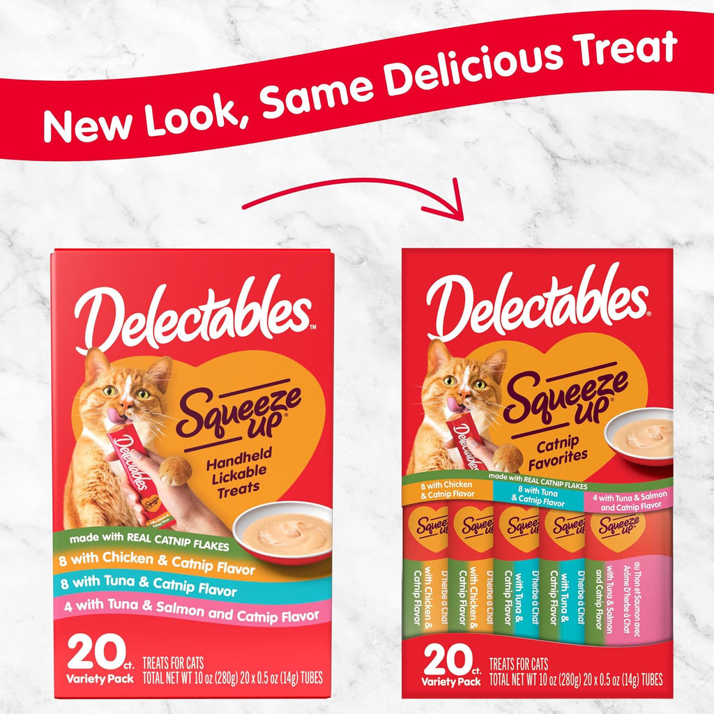 Delectables Squeeze Up Catnip Variety Pack, Creamy Squeezable Puree, Lickable Wet Cat Treats, Grain Free, No Added Fillers, No by-Products, No Added Preservatives, 0.5 Ounces Tube, 20 Tubes Total - Image 2
