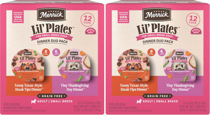 Merrick Lil' Plates Grain Free Dinner Duos Soft Natural Wet Small Dog Food Variety Pack, Beef and Chicken - (Pack of 12) 3.5 lb. Tubs - Image 15