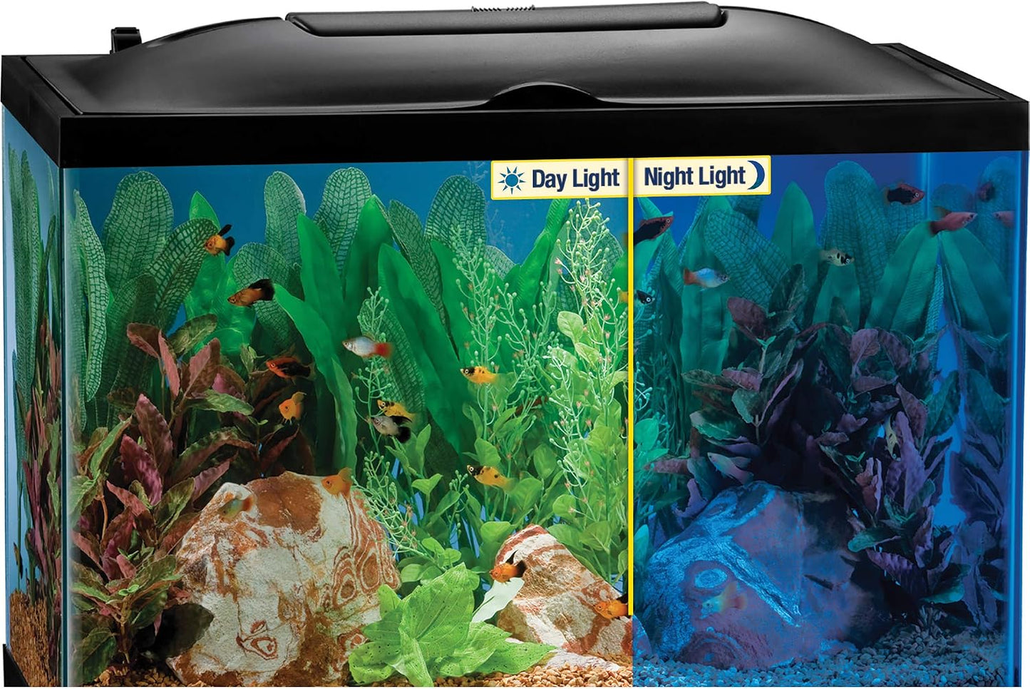 Hinged design of 24 inch Marineland aquarium hood for easy access