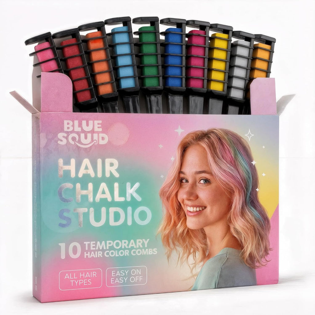 Blue Squid Hair Chalk Comb 10 Pack set front view
