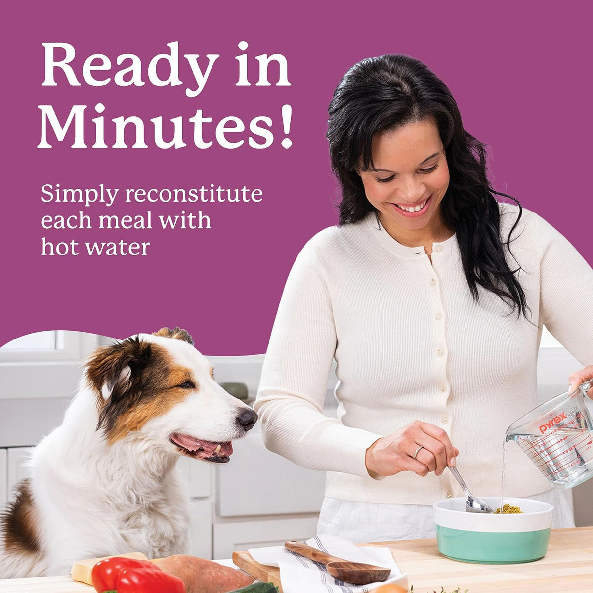 Healthy dog eating Dr. Harvey's Every Dog Health meal