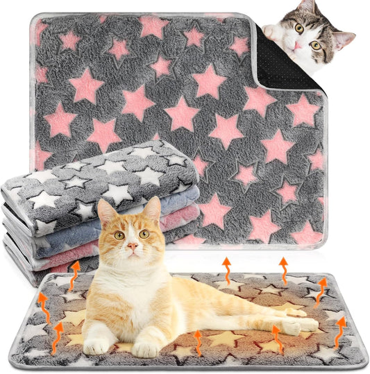 Clysee self heating cat bed front view 4 pack star pattern thermal pet mat