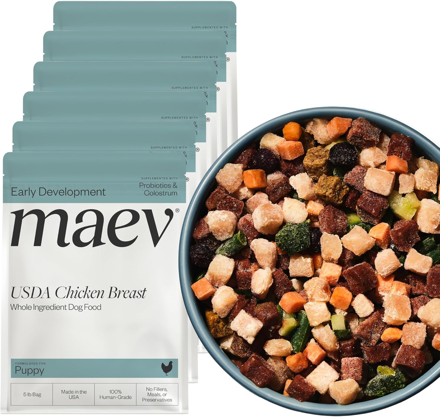Maev Human-Grade Fresh-Frozen Chicken Puppy Food | High-Protein, Grain-Free, Whole Ingredient Raw Dog Food | Complete & Balanced for Growth with Colostrum & Probiotics | Made in USA | 10 lb - Image 14