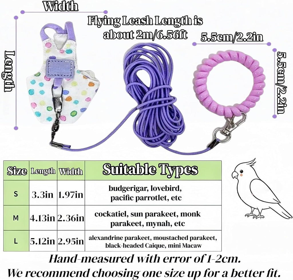 Bird Diapers with Flying Leash, Bird Harness Flight Suits Diapers Parrot Nappy with Waterproof Inner Layer Cute Urine Wet Suit Costume for Cockatiel Conure Budgie Macaw Parakeet-Blue,L - Image 9