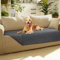 Luciphia waterproof pet couch cover blanket front view protecting a grey fabric sofa.