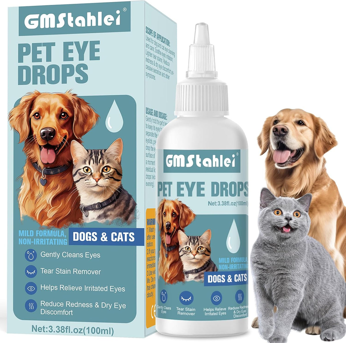 PetSilver pet eye drops front view bottle for dog and cat eye care