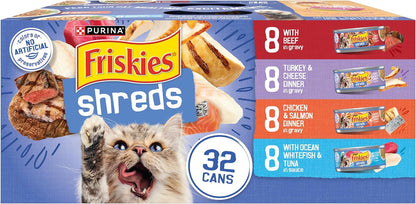 Purina Friskies Wet Cat Food Variety Pack, Shreds With Beef, Turkey and Cheese Dinner, Chicken and Salmon Dinner, and With Ocean Whitefish and Tuna - (Pack of 40) 5.5 oz. Cans - Image 14