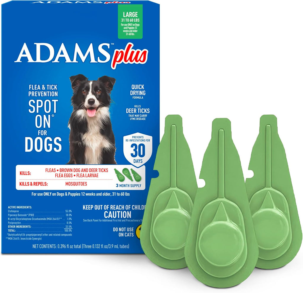 ADAMS Plus Flea & Tick Prevention Spot On for Dogs, Extra Large Dogs, Kills Fleas & Ticks (Brown Dog/Deer Ticks), Kills and Repels Mosquitoes, Prevents Flea Infestations, 3-Month Supply, 3 Pack - Image 12