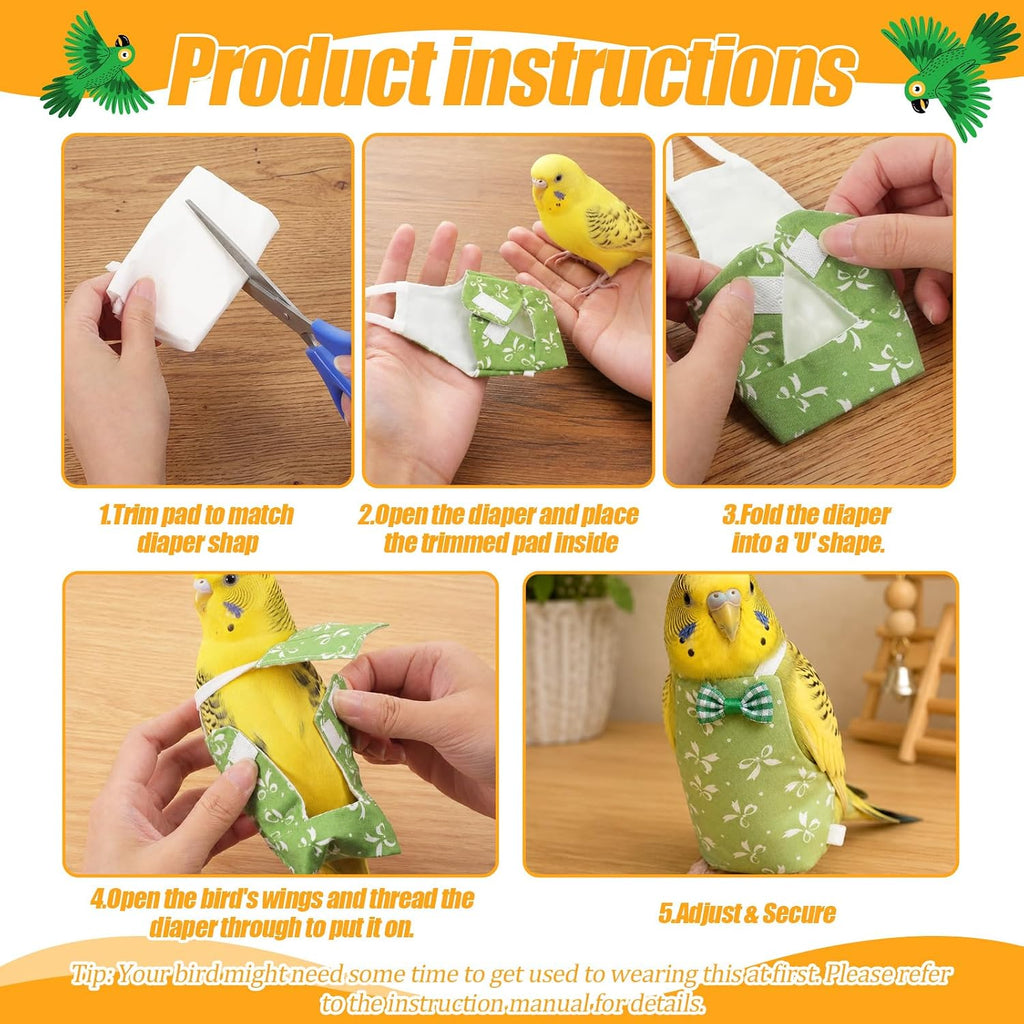 6pcs Bird Diapers, Reusable Leakproof Diaper Soft Comfortable - Image 5