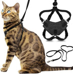 OutdoorBengal Houdini escape proof cat harness front view in black color