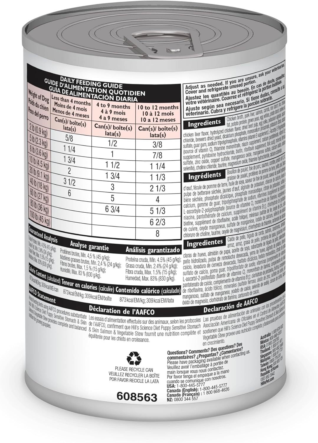 Front view of Hill's Science Diet puppy wet food 12.5 ounce can